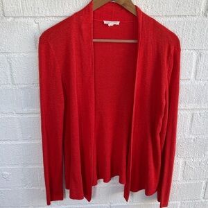Eileen Fisher Linen Knit Orange Open Cardigan Sweater sz S